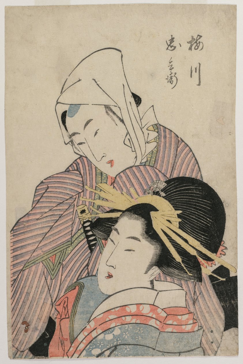Älskarna Umegawa och Chubei av Katsushika Hokusai