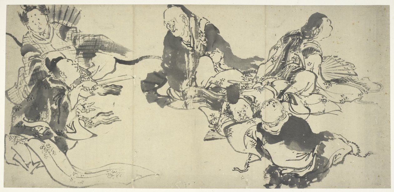 De sex mästarpoeterna, Edo-perioden (bläck på papper) av Katsushika Hokusai