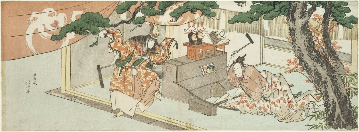 Svärdsmeden Munechika och Enari gud av Katsushika Hokusai