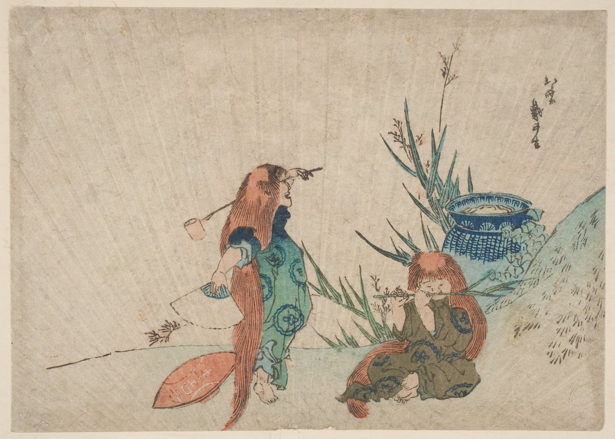 Två Shōjō av Katsushika Hokusai