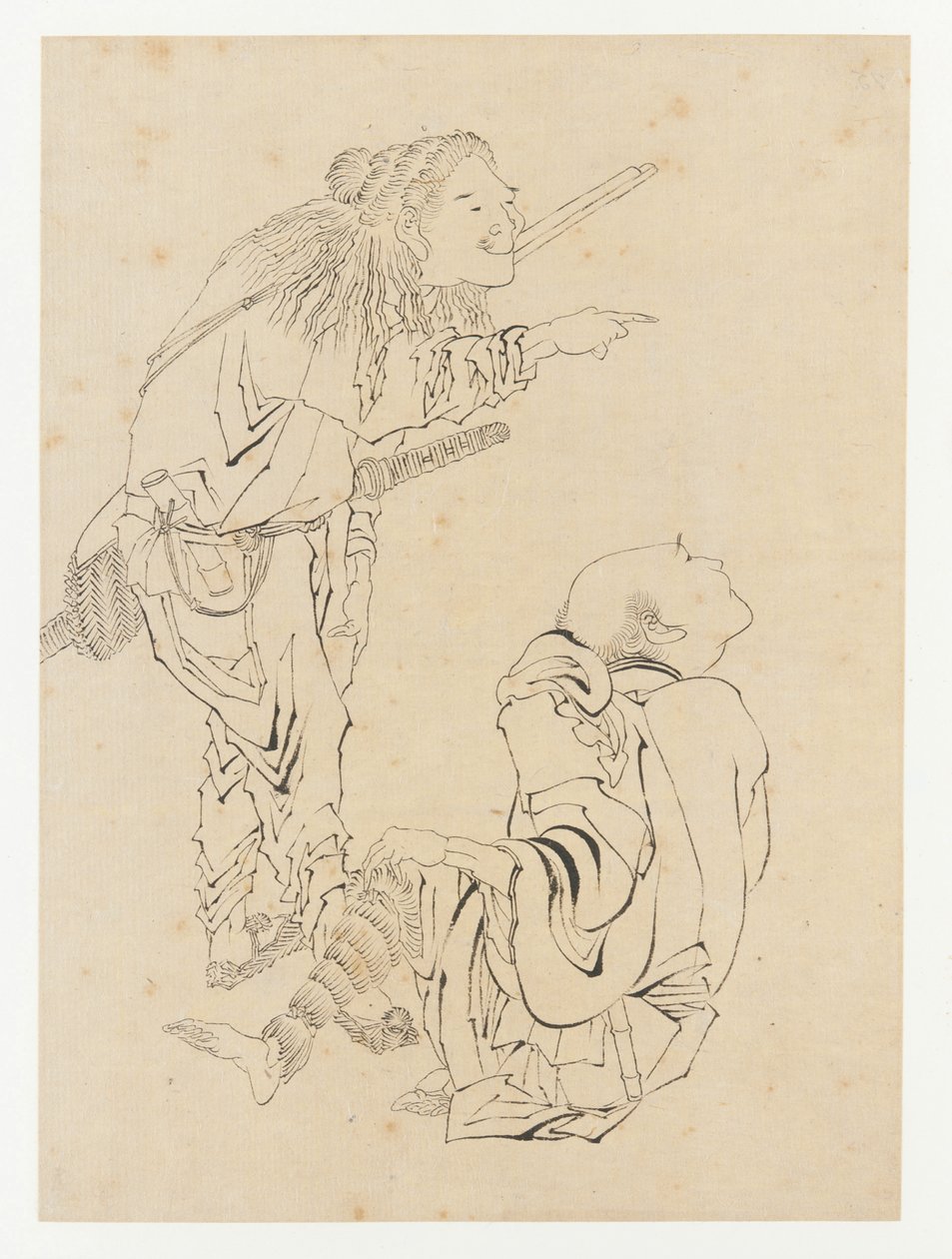 Två jägare, Edo-period, 1800-talet. av Katsushika Hokusai