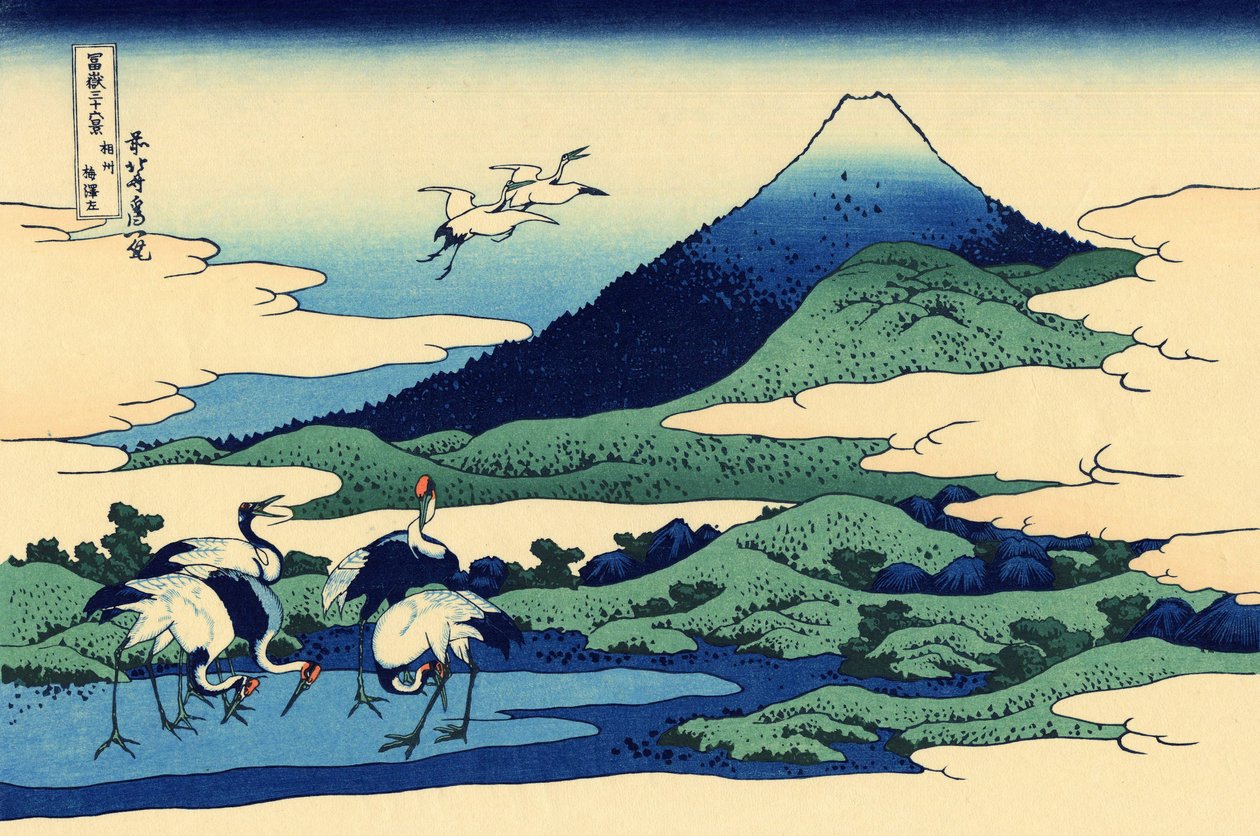 Umegawa i Sagami-provinsen, ca 1830 (träblockstryck) av Katsushika Hokusai
