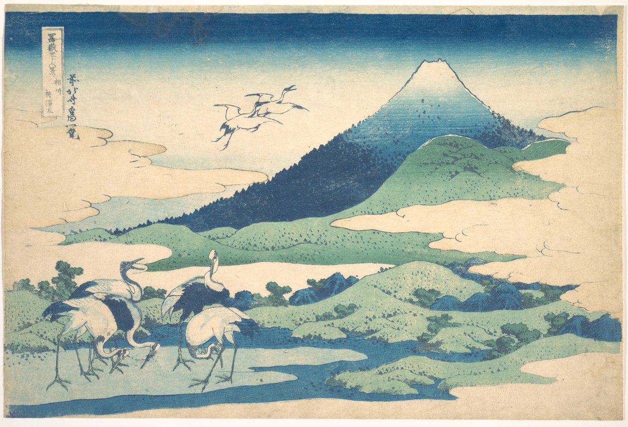 Umezawa-herrgården i Sagami-provinsen (Sōshū Umezawa zai), ur serien ”De trettiosex vyerna av berget Fuji” (Fugaku sanjūrokkei) av Katsushika Hokusai