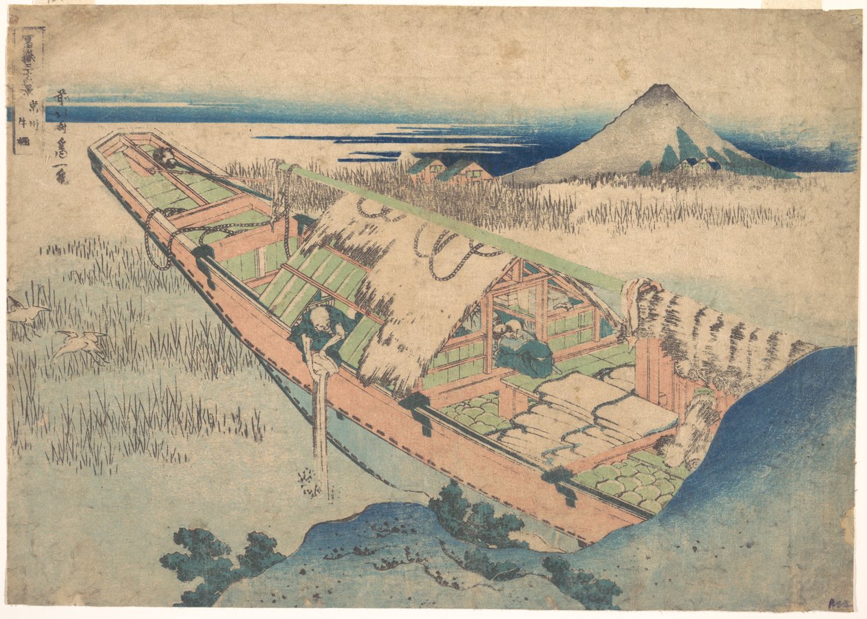 Ushibori i provinsen Hitachi (Jōshū Ushibori), ur serien ”De trettiosex vyerna av berget Fuji” (Fugaku sanjūrokkei) av Katsushika Hokusai