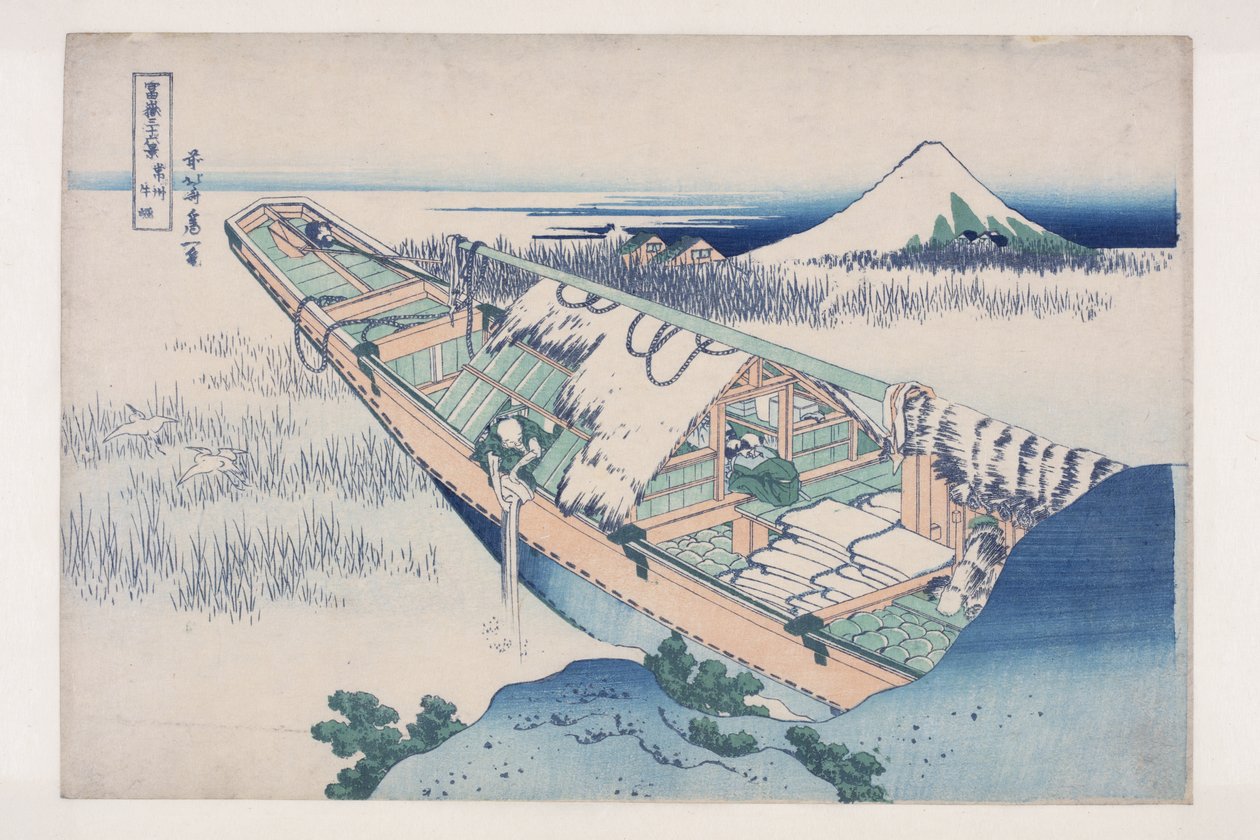 Ushibori i Hitachi-provinsen (Ushibori) (svart träklosstryck) av Katsushika Hokusai