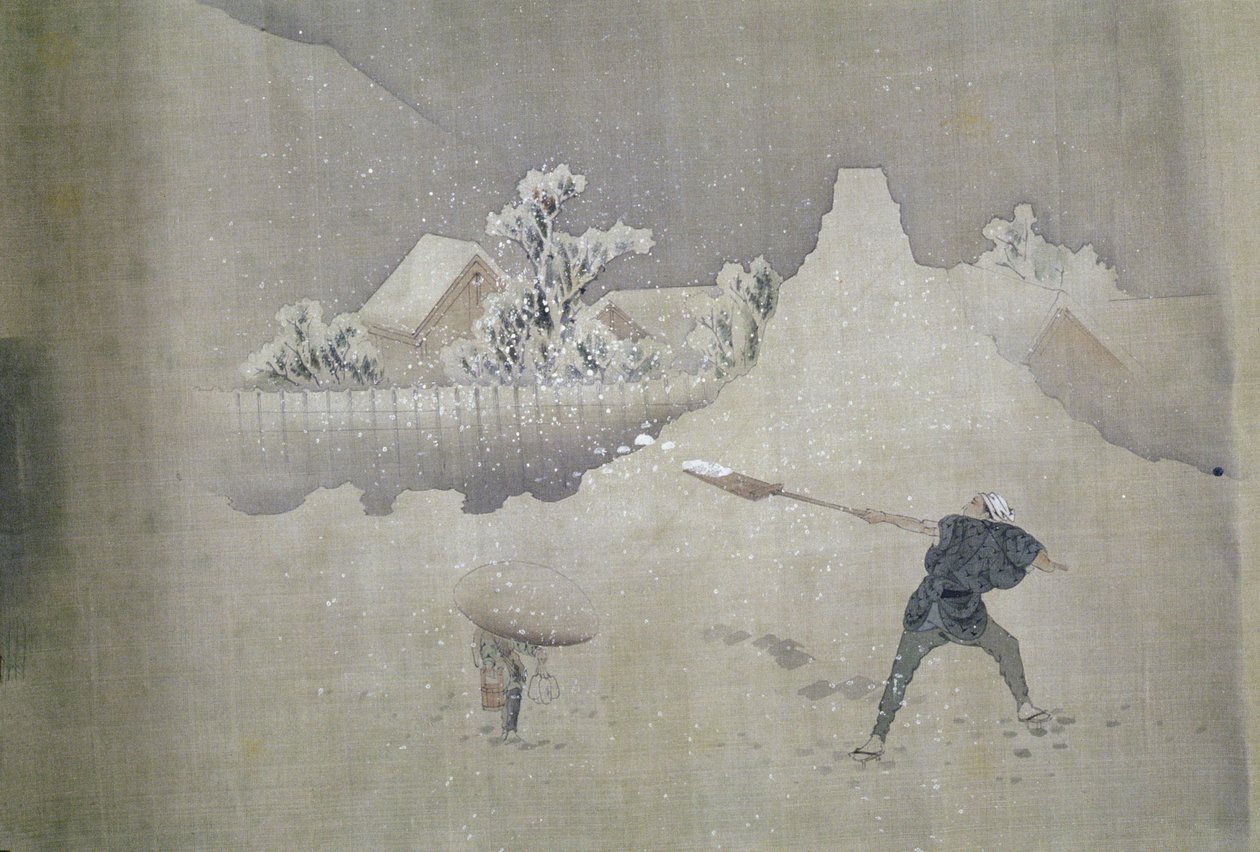Utsikt över Mt.Fuji, från den målade rullen av Tolv utsikter över Mt.Fuji av Katsushika Hokusai