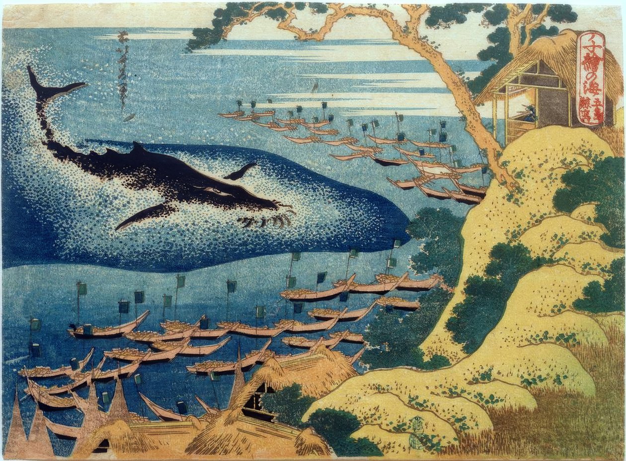 Valfångst utanför Gotô-öarna av Katsushika Hokusai
