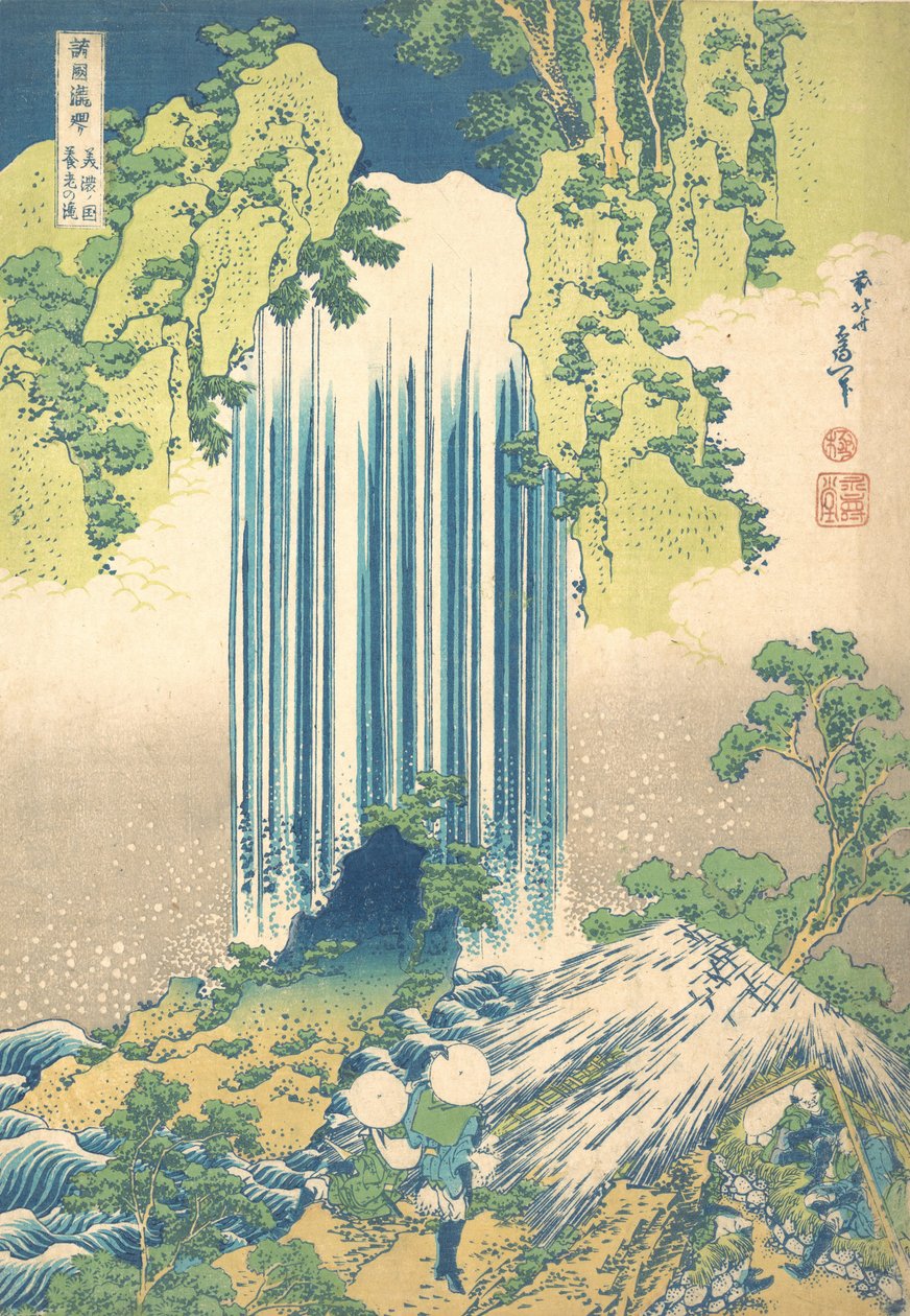 Yoro-vattenfallet i Mino-provinsen Mino no Yoro no taki, från serien A Tour of Wate..., ca. 1832. av Katsushika Hokusai