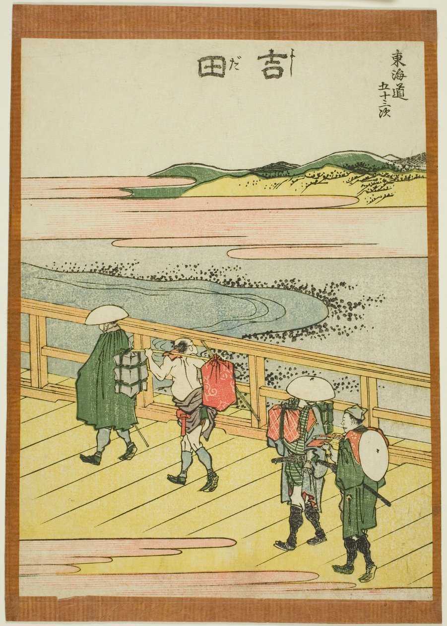Yoshida, från serien "Fifty-three Stations of the Tokaido (Tokaido gojusan tsugi)" av Katsushika Hokusai