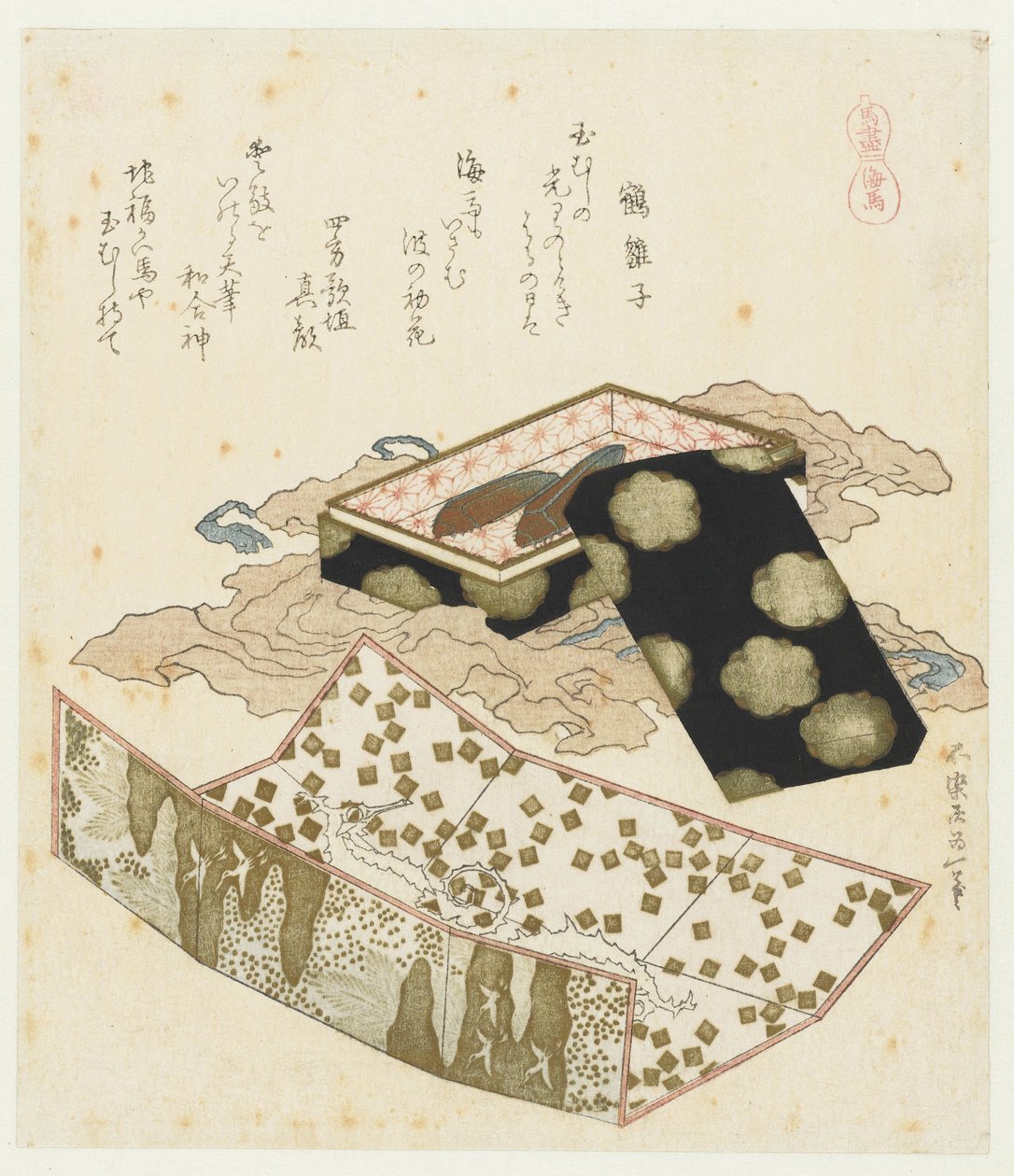 Sjöhästar Kaiba (titel på objekt) En serie med hästar (serietitel) Umazukushi (serietitel på objekt) av Katsushika Hokusai