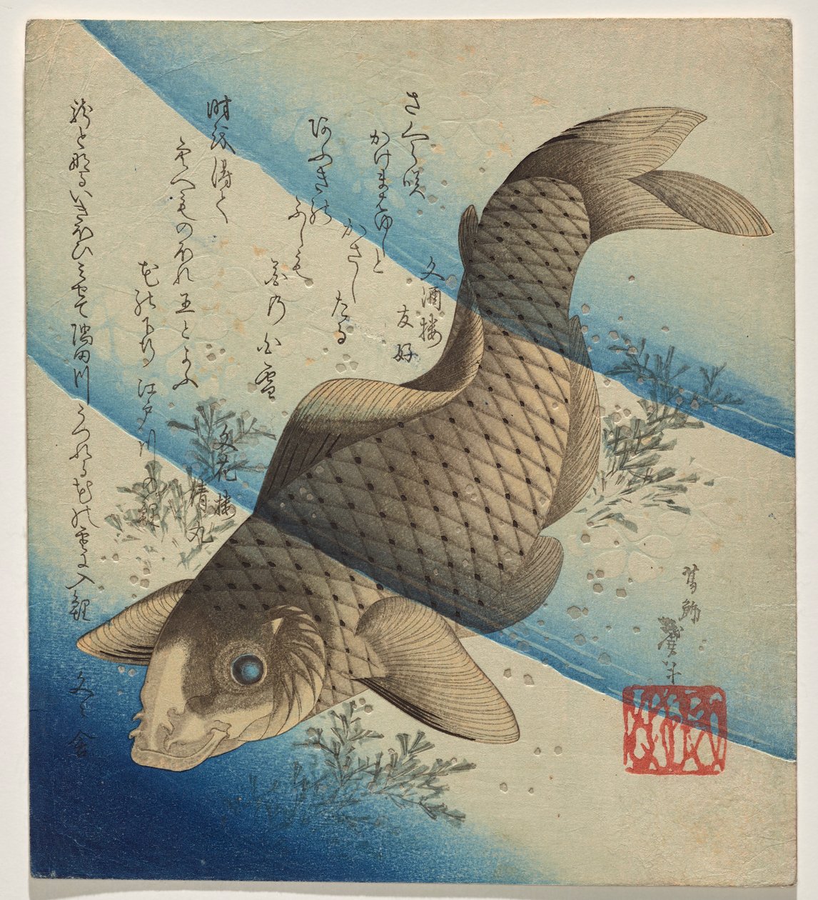 Karp simmar i tång av Katsushika Taito II