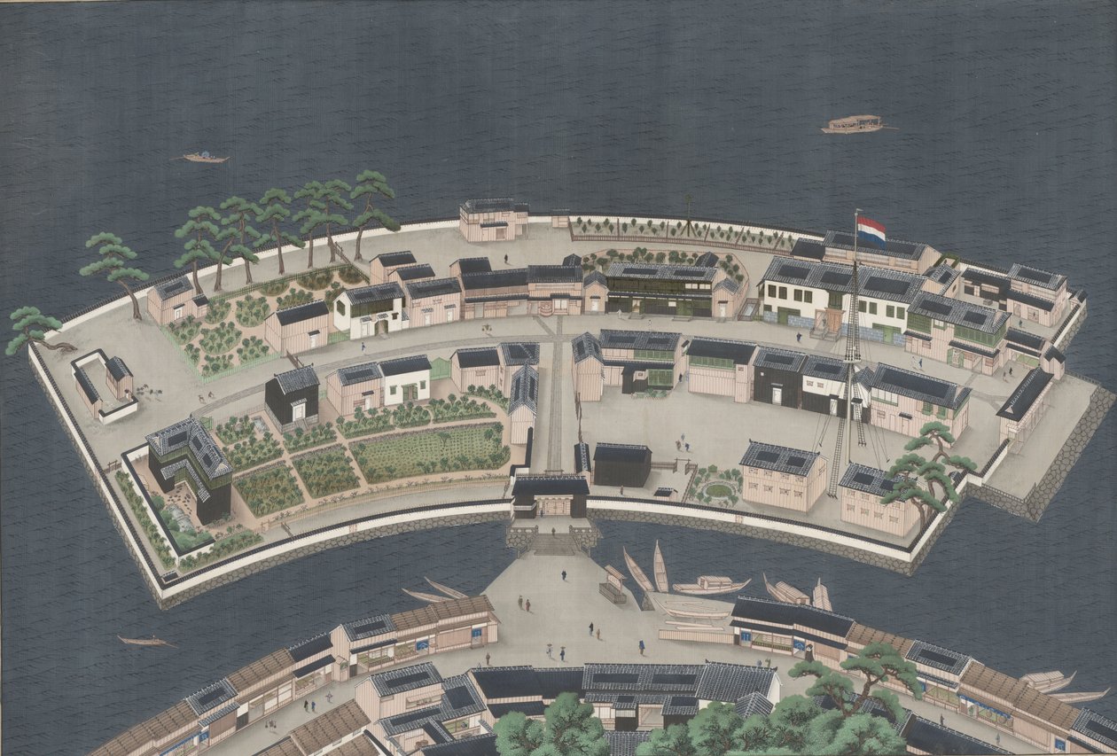 Ön Deshima, ca 1833-46 av Kawahara Keiga