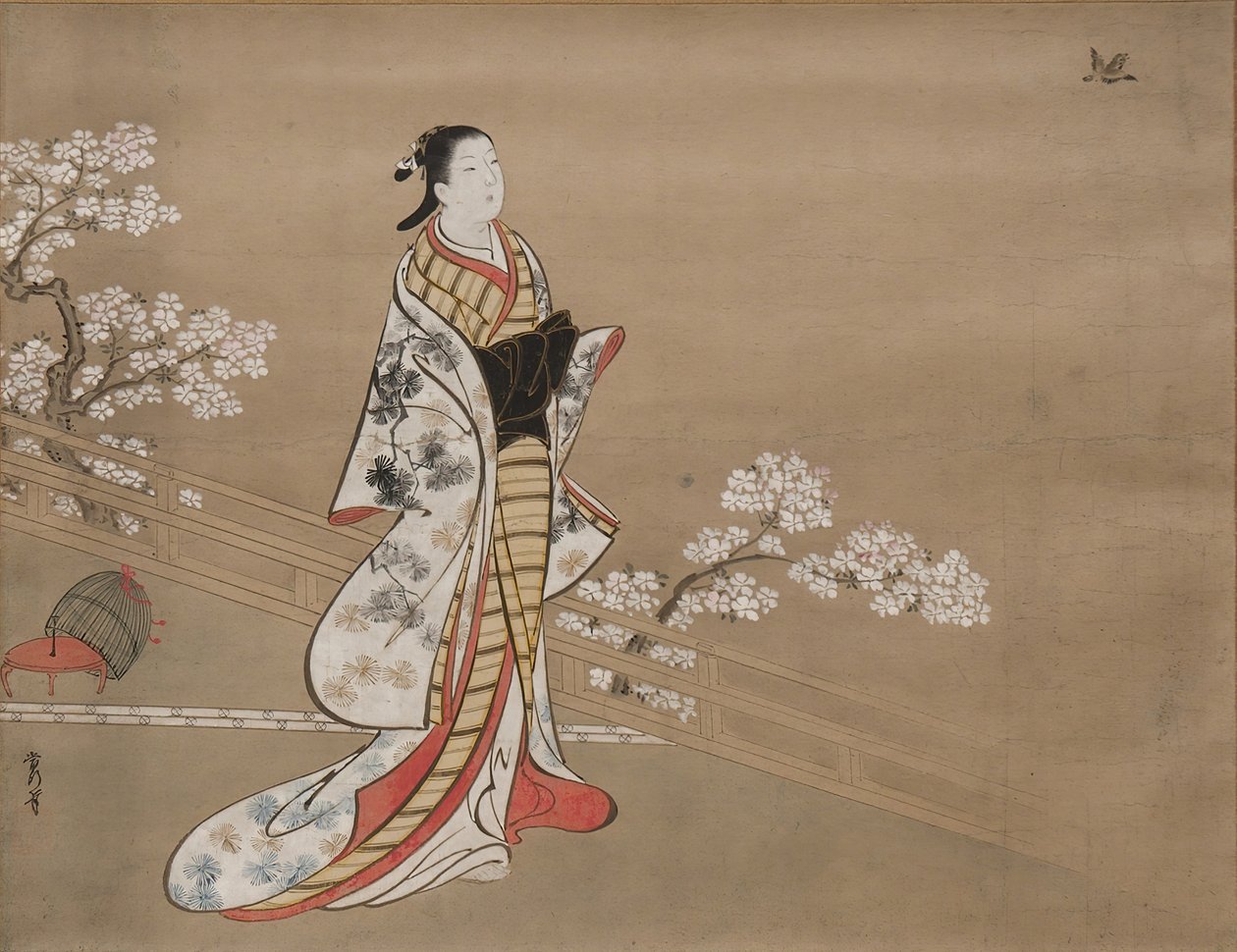 Parodi på Murasaki, från Lavendel Wakamurasaki, kapitel 5 i Sagan om Genji, 1700-talet. av Kawamata Tsuneyuki