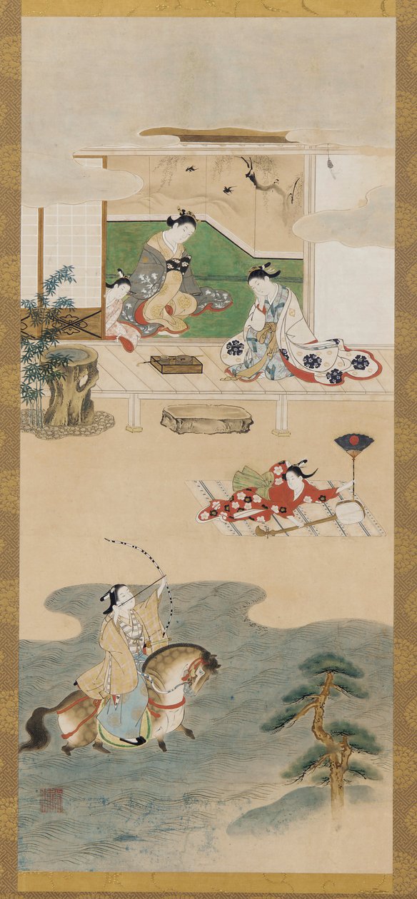 Parodi på aubergine Yoichi, Edo-perioden, 1615-1868. av Kawamata Tsuneyuki