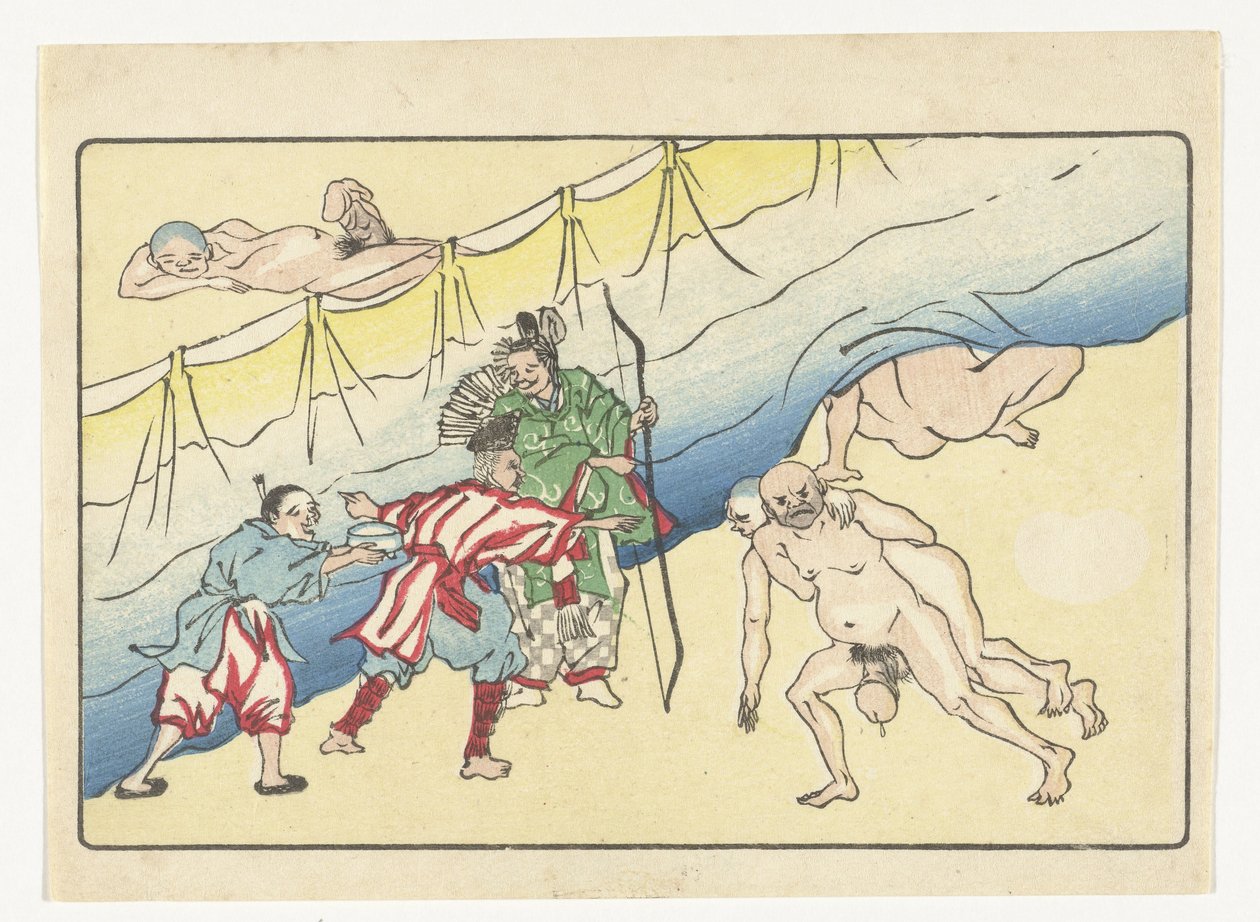 Skytten och nakna män The Big Tail (serietitel) av Kawanabe Kyosai