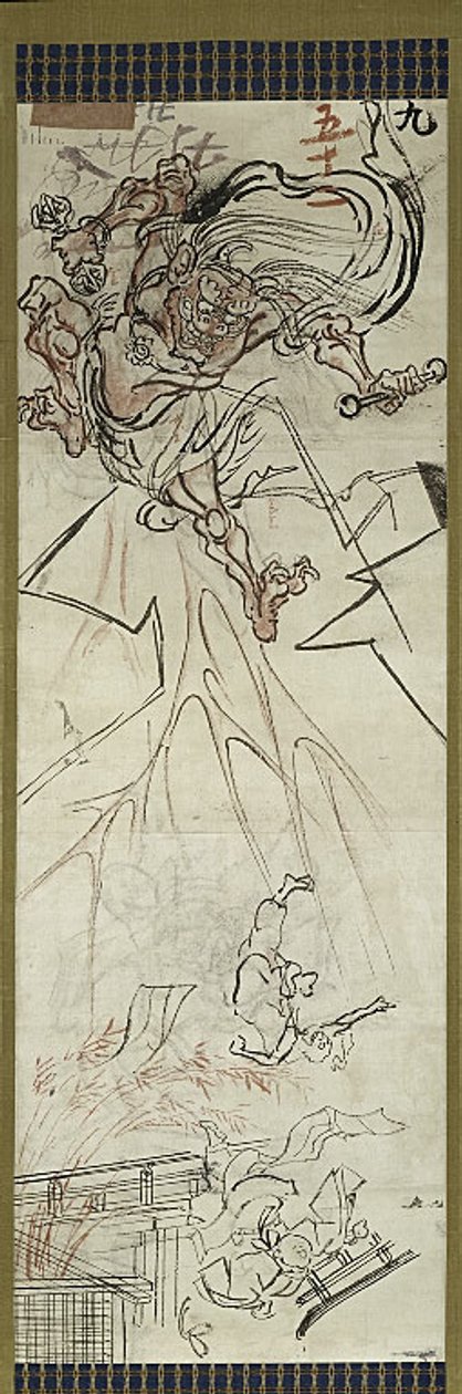 Lightning God, en av sex skisser av Kawanabe Kyosai