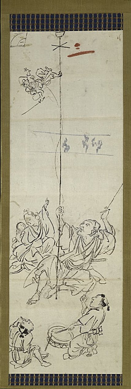 Monkey Trainer, en av sex skisser av Kawanabe Kyosai