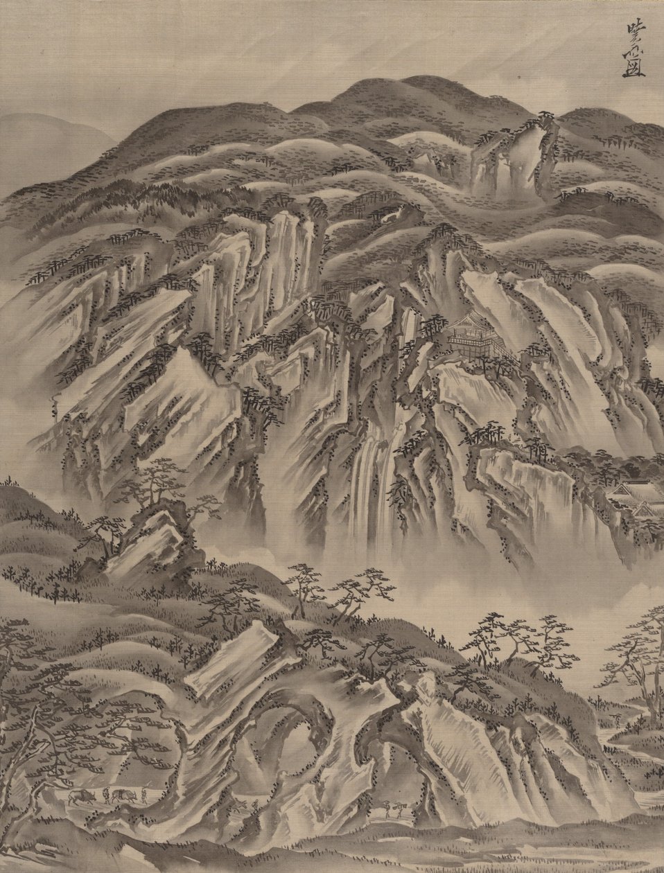 Stenigt landskap, ca. 1887. av Kawanabe Kyosai