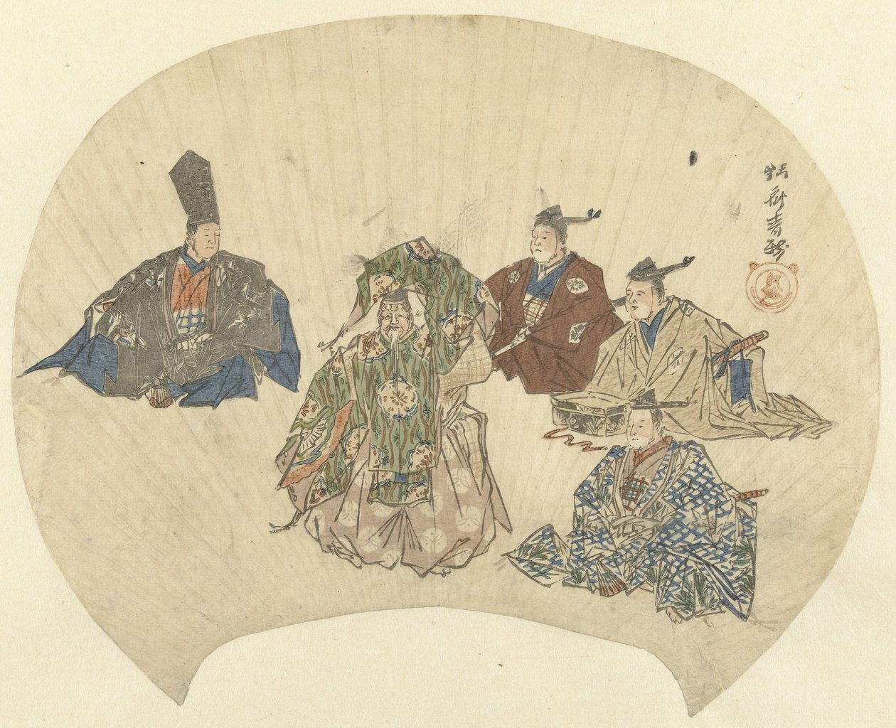 Scen från pjäsen Okina av Kawanabe Kyosai