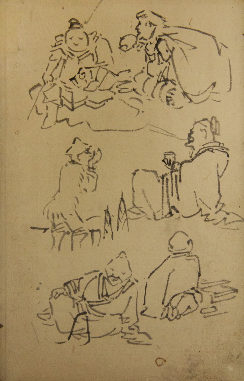 Skisser av östasiatiska legendariska figurer, sent 1800-tal. av Kawanabe Kyosai