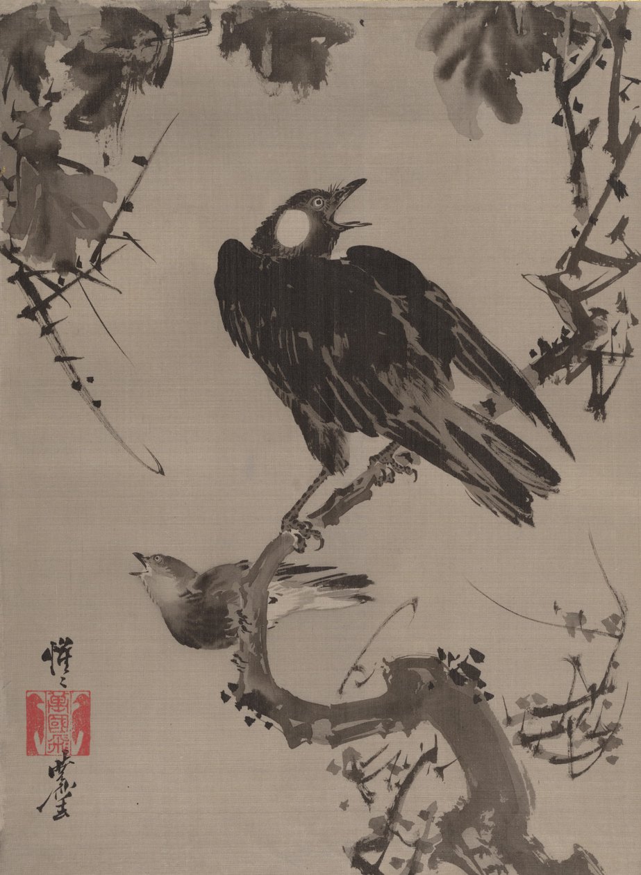 Starar på en gren, ca. 1887. av Kawanabe Kyosai