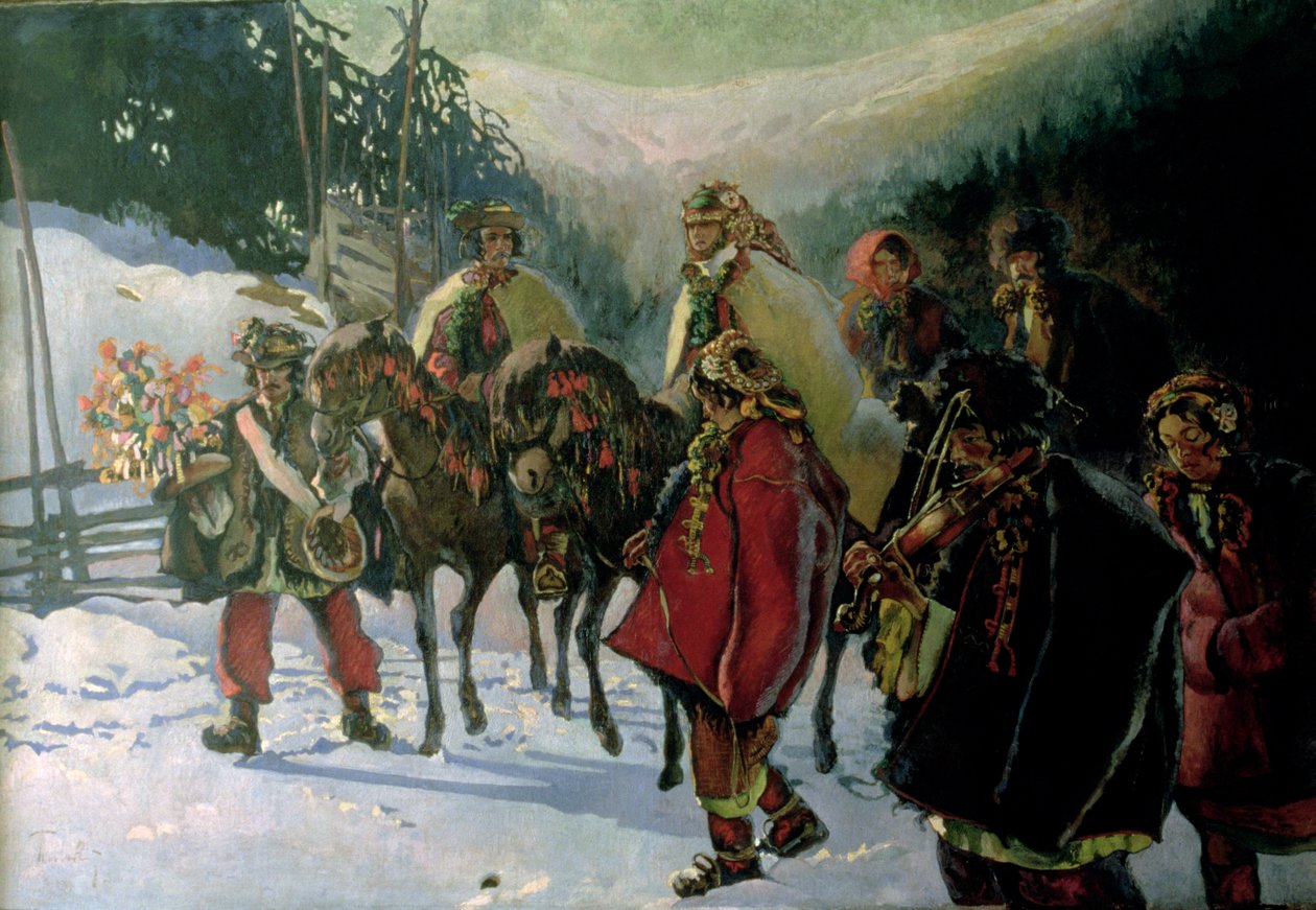 Hucul bröllop, 1909 av Kazimierz Sichulski