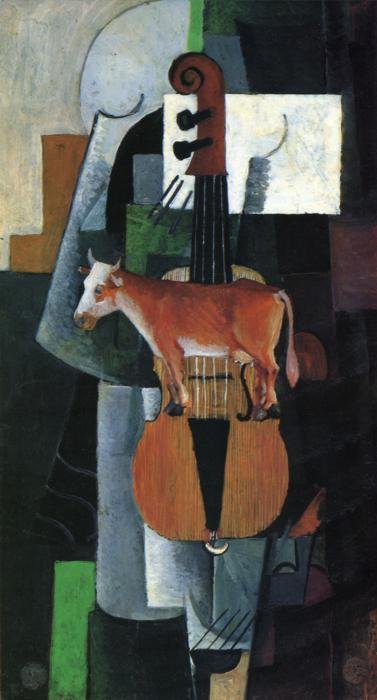 Cow and Fiddle av Kazimir Severinovich Malevich