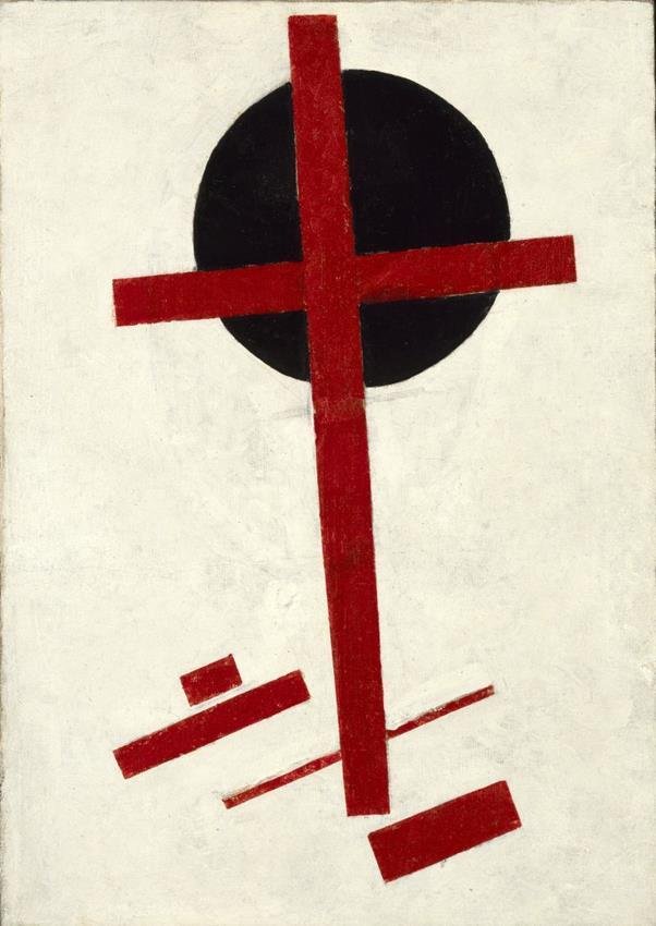 Rotes Kreuz auf einem Schwarzen Kreis av Kazimir Severinovich Malevich