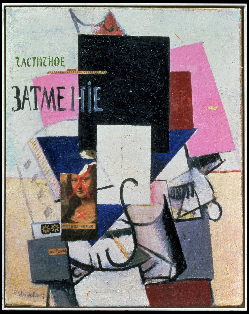 Komposition med Mona Lisa, ca 1914 (collage) av Kazimir Severinovich Malevich