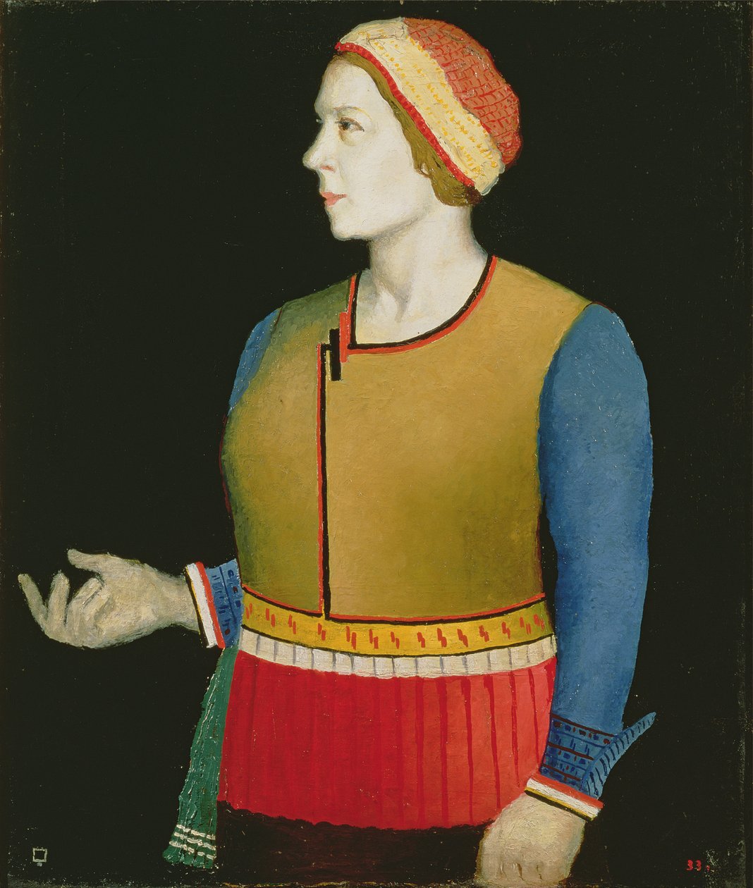 Porträtt av Natalya Andreevna Malevich (född Manchenka) (f.1902) konstnärens fru, 1933 av Kazimir Severinovich Malevich
