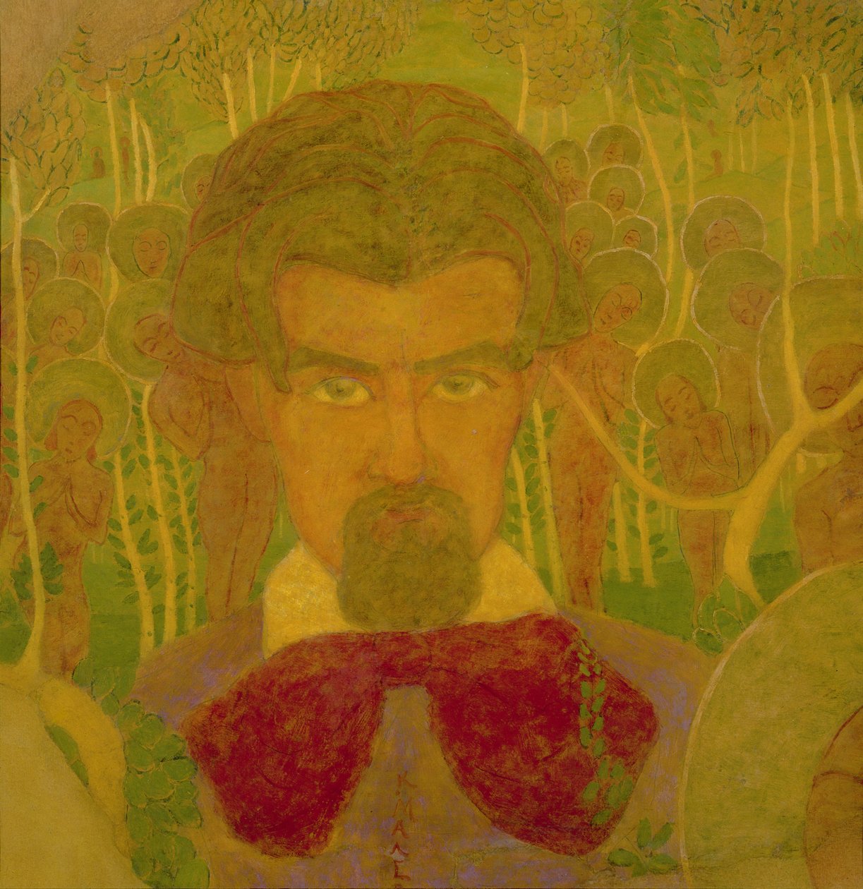 Självporträtt, studie för en fresk, 1907 (tempera på kort) av Kazimir Severinovich Malevich