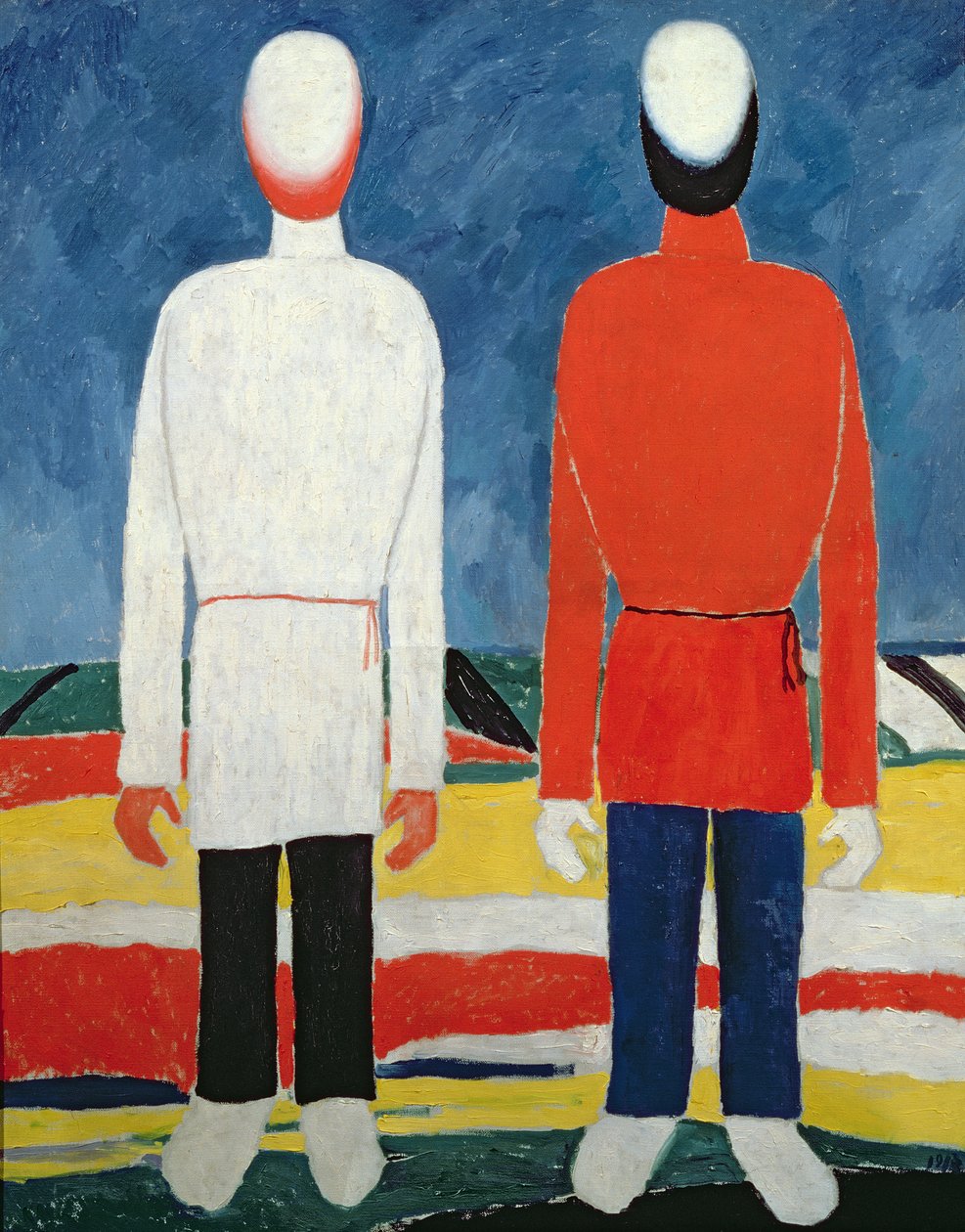Två maskulina figurer, 1928-32 av Kazimir Severinovich Malevich