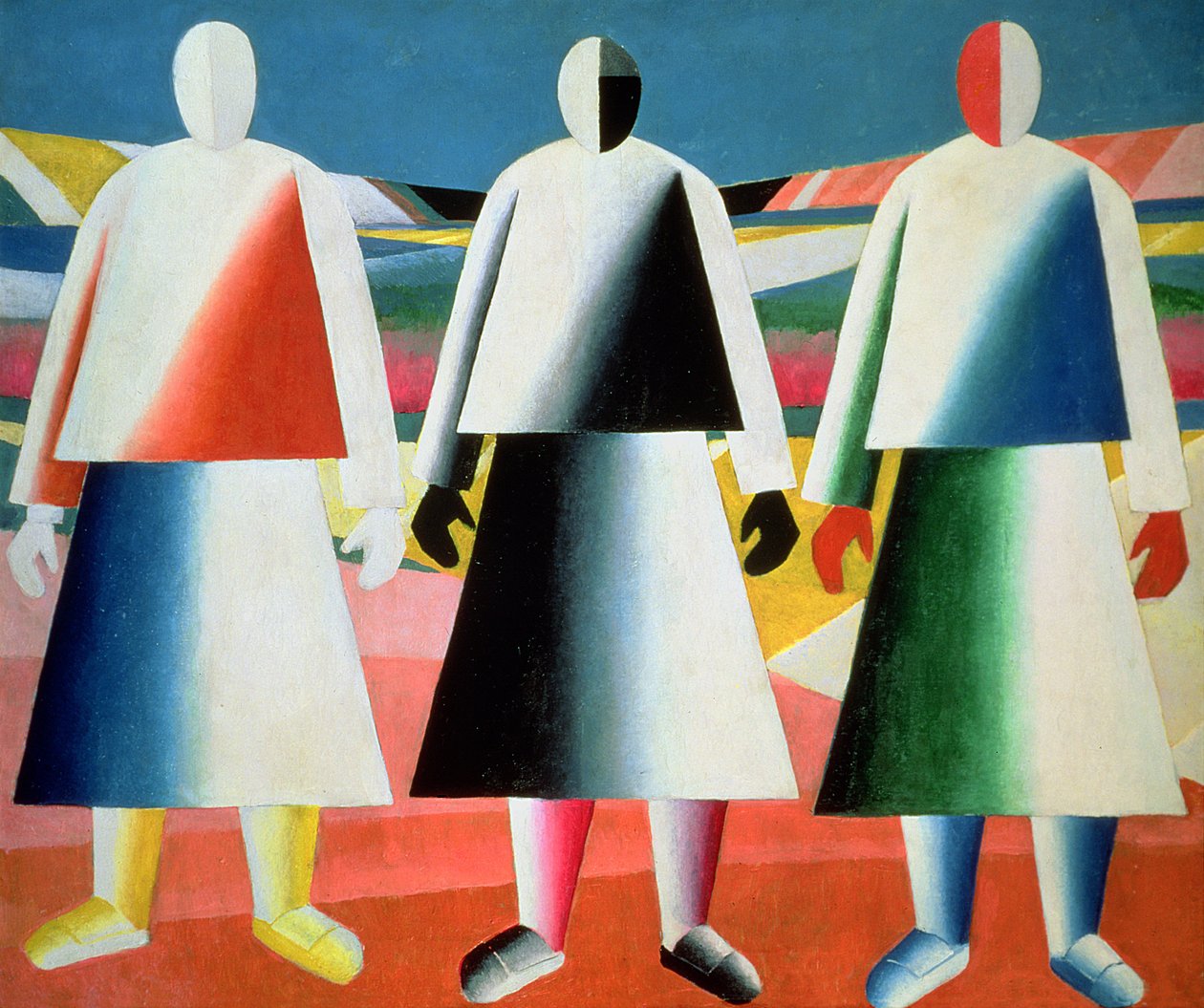 Unga flickor på ett fält, 1928-32 av Kazimir Severinovich Malevich