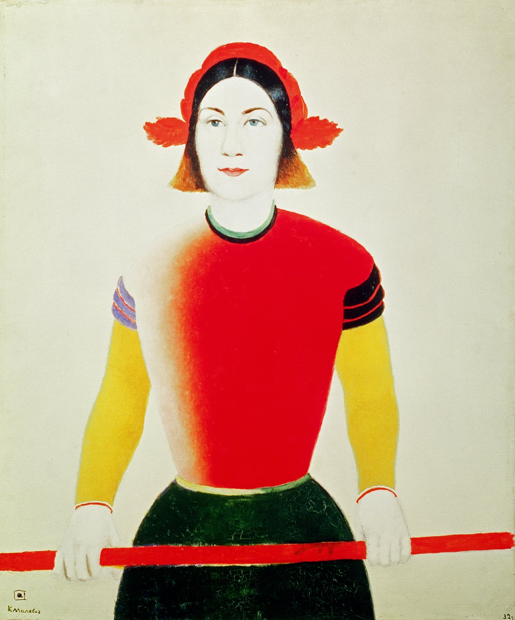 Flicka med en stolpe (olja) av Kazimir Severinovich Malevich