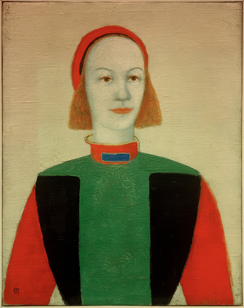 Huvudet av en modern tjej av Kazimir Severinovich Malevich