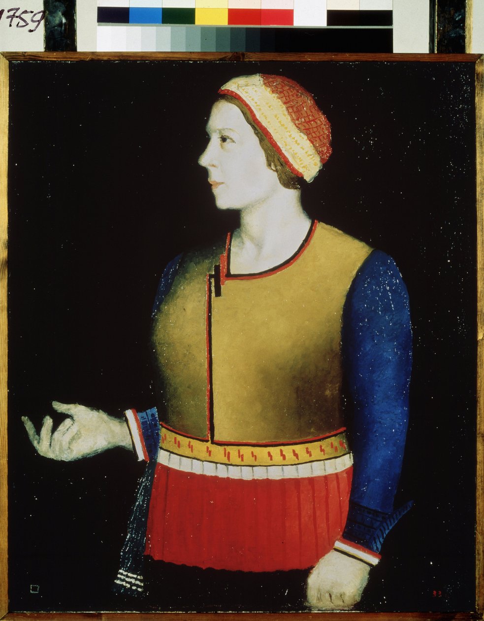 Porträtt av konstnärens fru. Målning av Kasimir Severinovich Malevich (Malevich, Malevic) (1878-1935), olja på duk av Kazimir Severinovich Malevich