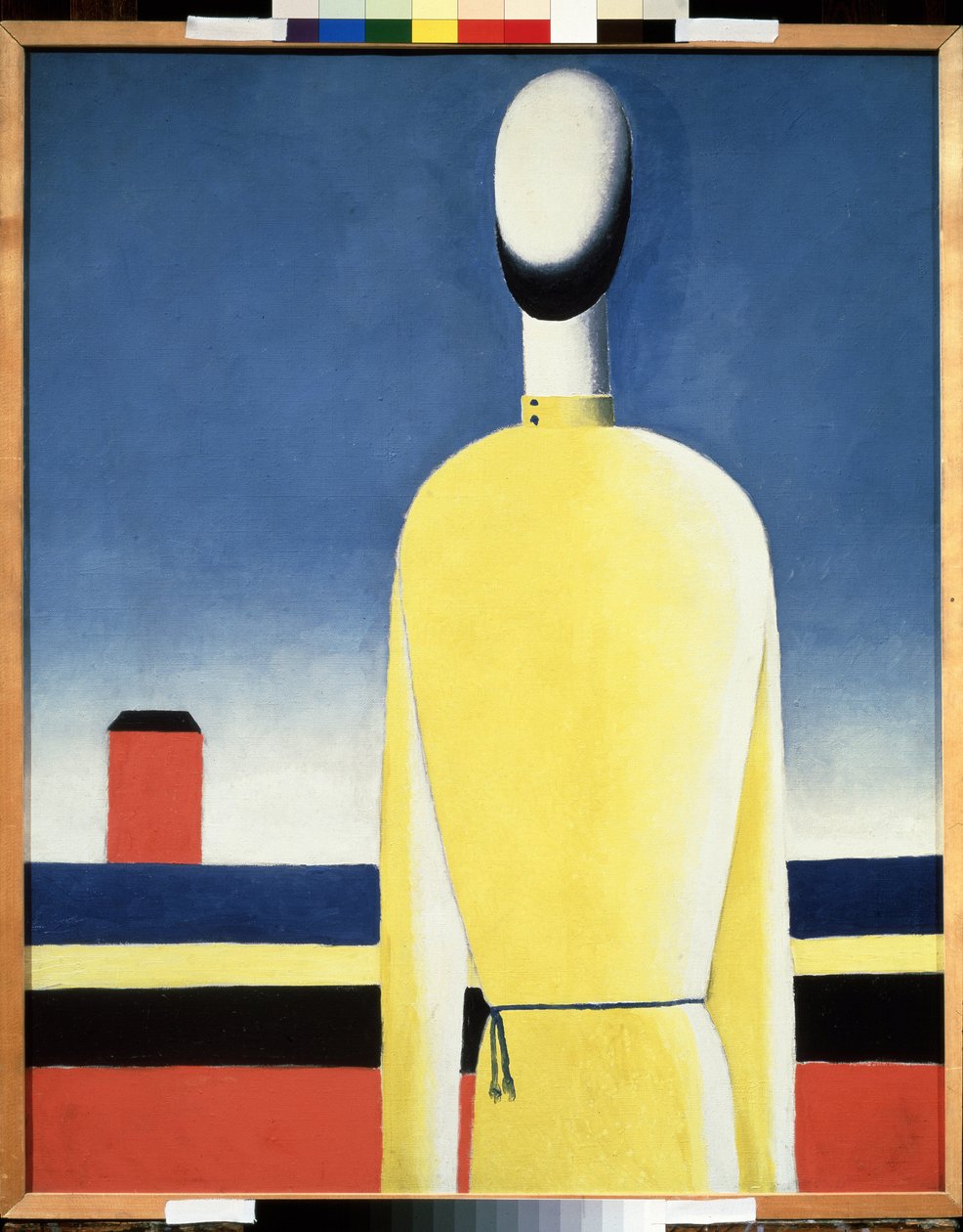 Komplicerad föraning. Torso in a Yellow Shirt (Complicated Premonition. Torso in a Yellow Shirt). Målning av Kasimir Severinovich Malevich (Malevich, Malevic) (1878-1935), olja på duk av Kazimir Severinovich Malevich