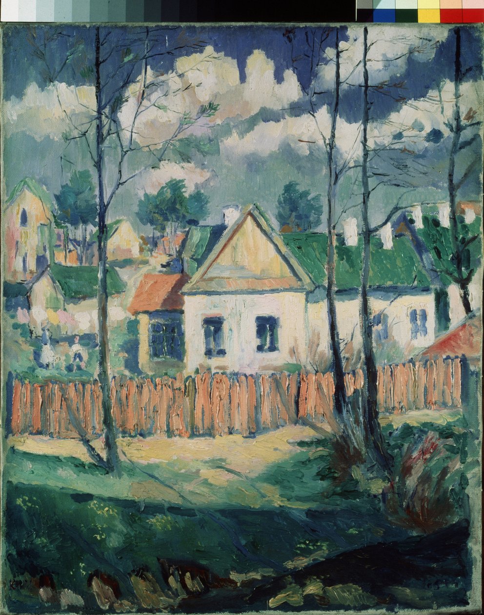 Vår. Landskap med ett litet hus. (Vår. Landskap med ett litet hus). målning av Kasimir Severinovich Malevich (Malevich, Malevic) (1878-1935), olja på duk av Kazimir Severinovich Malevich