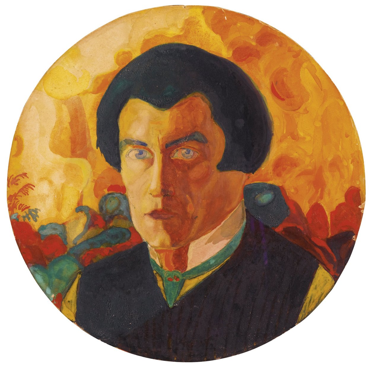 Självporträtt 1908-1910 - målning av Kasimir Severinovich Malevich (Malevich, Malevic) (1878-1935), av Kazimir Severinovich Malevich