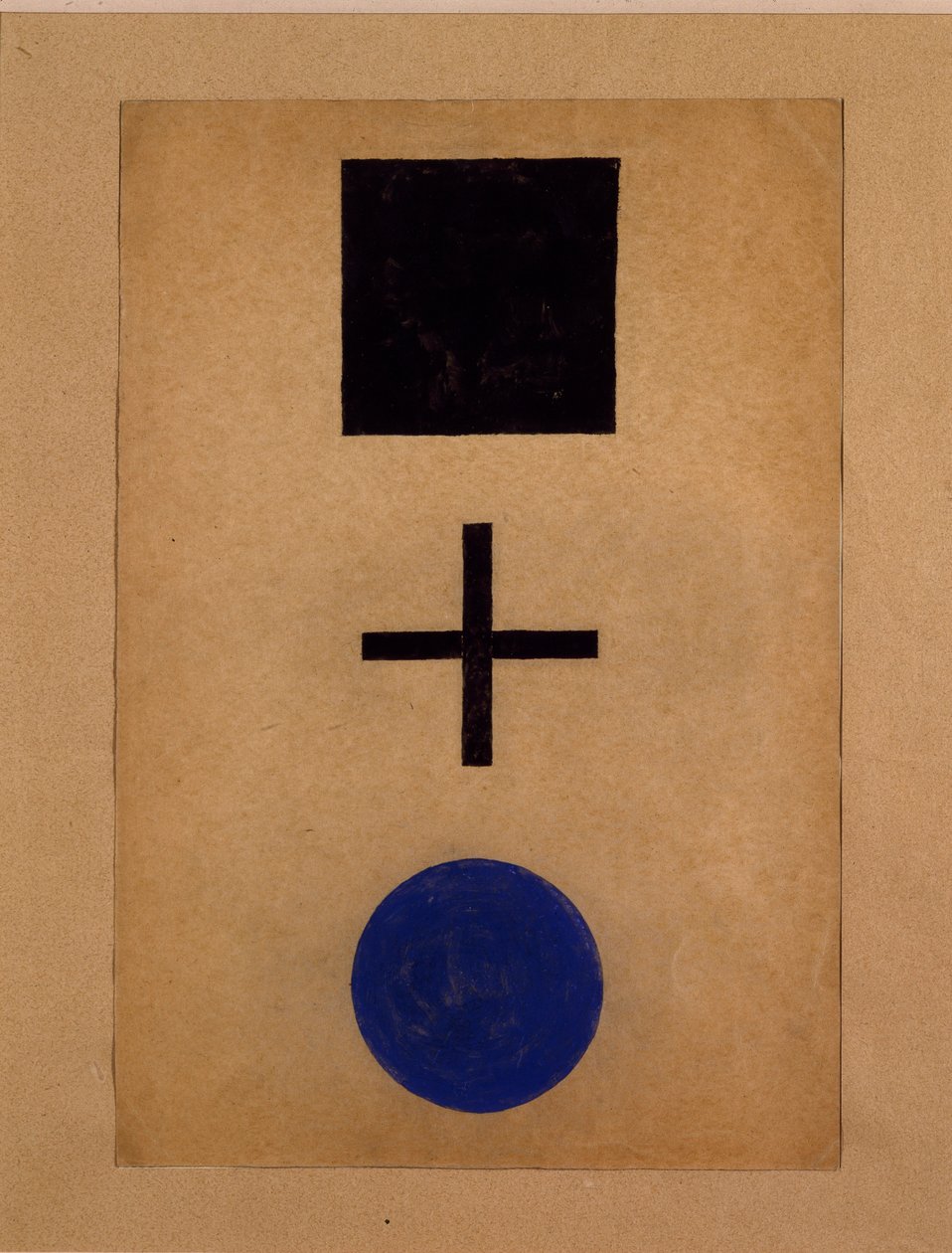 Suprematism: kvadrat, kors, cirkel Gouachemålning av Kazimir Malevich (Malevich, Malevich) (1878-1935) 1919-1920 Privat samling av Kazimir Severinovich Malevich