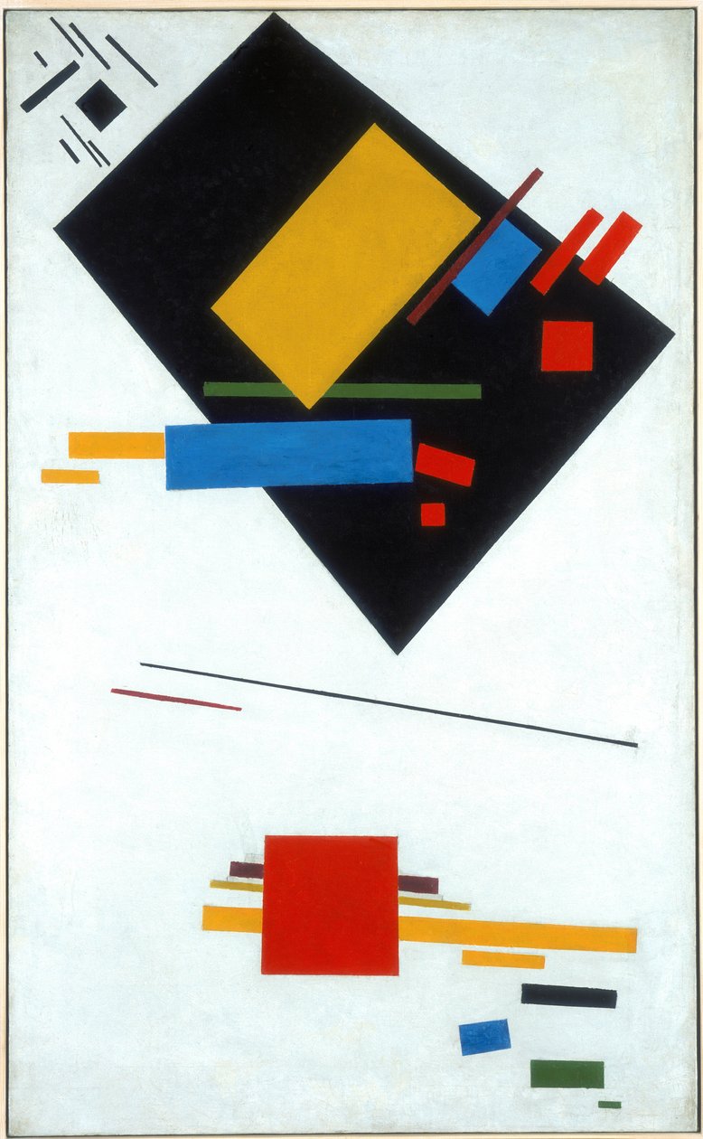 Suprematistisk målning Svart trapets och Röda fyrkanten, 1915 av Kazimir Severinovich Malevich