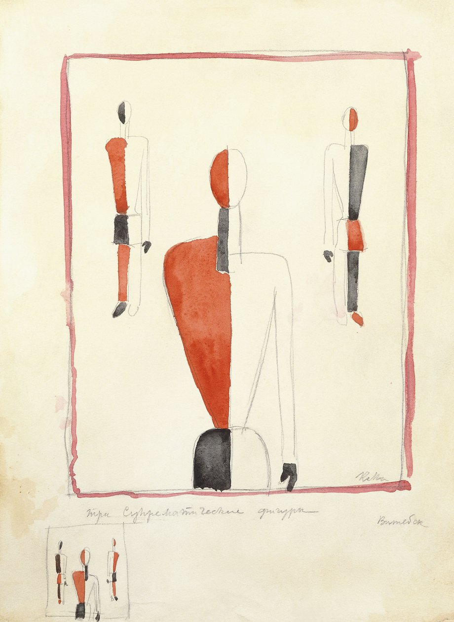 Tre Suprematistfigurer, ca. 1921-2 av Kazimir Severinovich Malevich