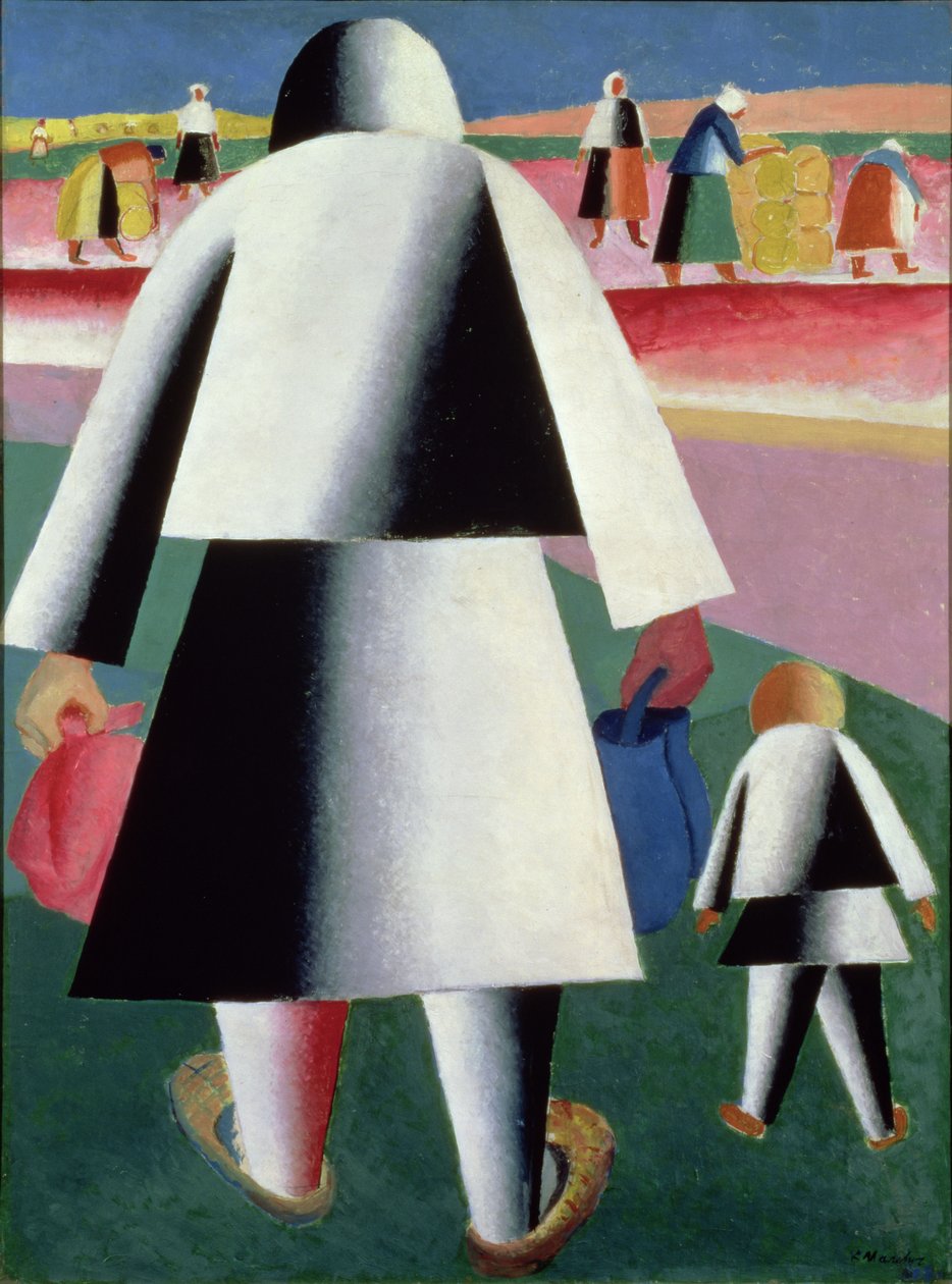Till skörden, Martha och Vanka, 1928 av Kazimir Severinovich Malevich