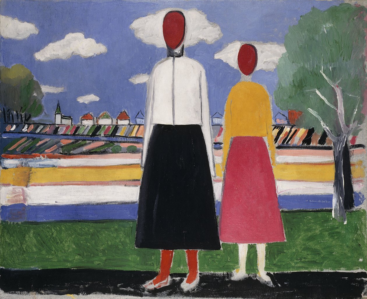 Två figurer i ett landskap, c.1931-32 av Kazimir Severinovich Malevich