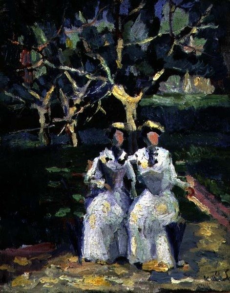 Två kvinnor i en trädgård av Kazimir Severinovich Malevich
