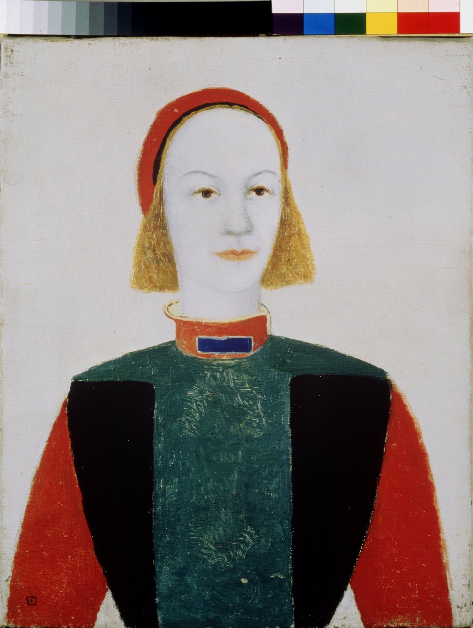 En ung flicka (A Girl). Målning av Kasimir Severinovich Malevich (Malevich, Malevic) (1878-1935), olja på duk 1932. Rysk konst, avantgarde, 1900-tal, suprematism. Ryska statens museum, Sankt Petersburg av Kazimir Severinovich Malevich