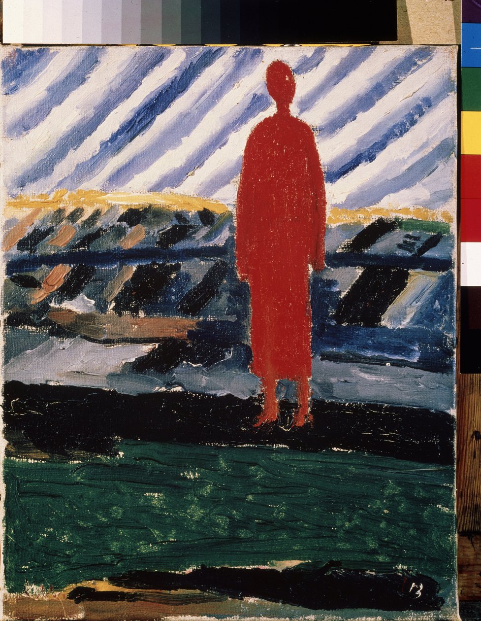 En röd figur (A Red Figure). Målning av Kasimir Severinovch Malevich (Malevich, Malevic) (1878-1935), olja på duk av Kazimir Severinovich Malevich