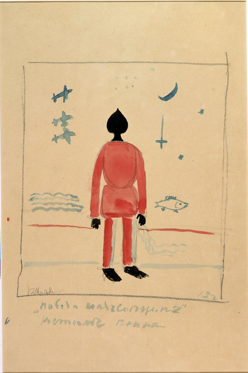 "Warrior"-illustration för en kostym för Operan segern på solen av Alexei Kroutchenykh (1886-1968) av Kazimir Severinovich Malevich