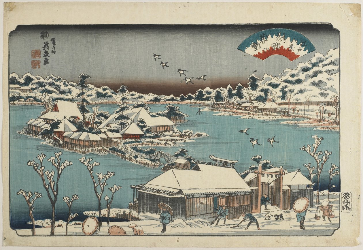 Kvällsnö i Shinobugaoka, 1843-1847 av Keisai Eisen