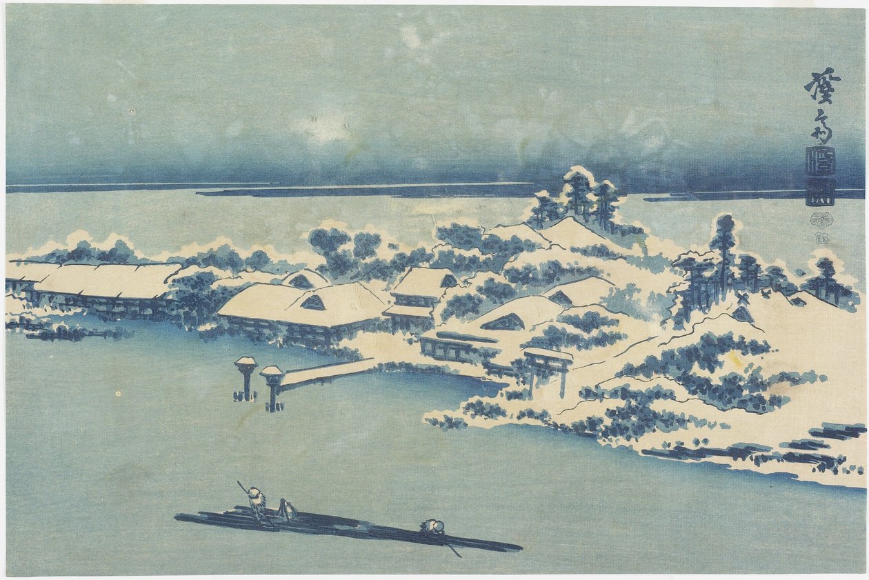 Island Village i Snow, ca. 1824-1848 av Keisai Eisen
